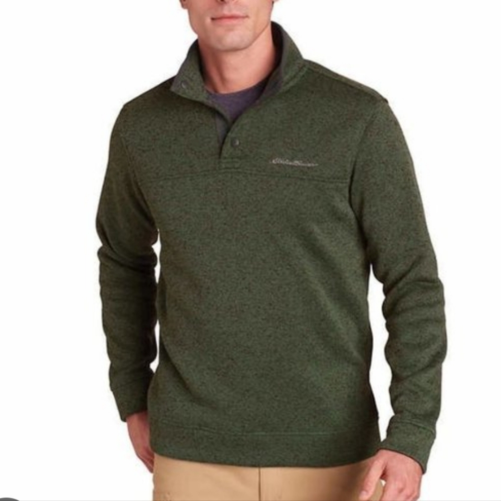 Eddie Bauer Men's Fleece Quarter Snap Pullover Forest Green Size Large